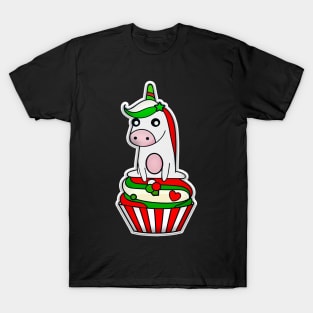 Merry Christmas Unicorn Cupcake T-Shirt